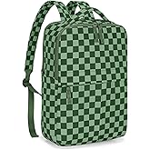 AMZFROG Checkered Backpack for Women Fashion Backpacks with Laptop and Multi Compartment for Travel and Work Bean Green Check