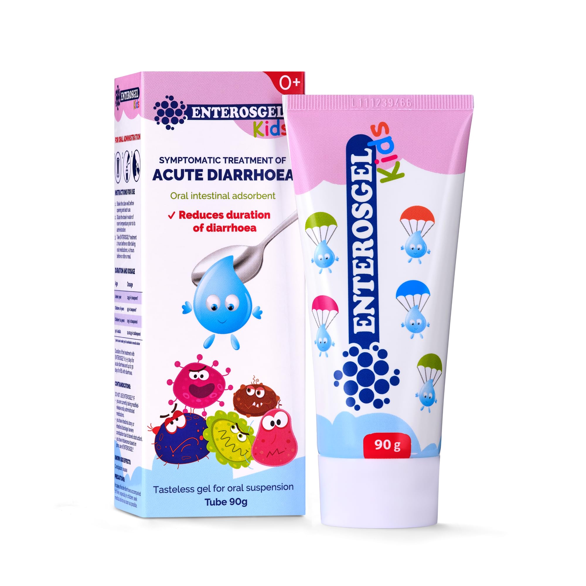 ENTEROSGEL Diarrhoea Relief for Children - Gastroenteritis Treatment, Tummy Bug Relief, Kids Stomach Bug Treatment, Traveler’s Diarrhea First Aid Kit, Stomach Pain Relief - for Babies & Children, 90g