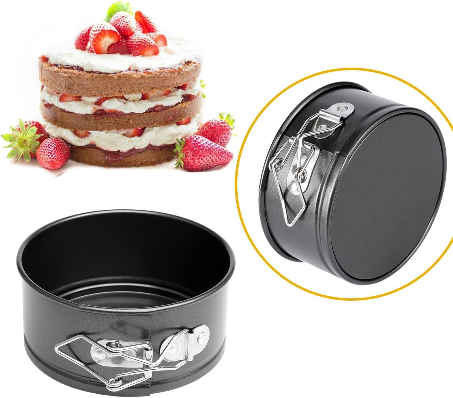 Hiware 4-Inch Mini Springform Pan Set - 4 Piece Small Nonstick Cheesecake Pan for Mini Cheesecakes, Pizzas and Quiches: Kitchen & Dining