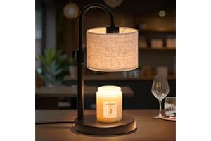 FINCMY Candle Warmer Lamp with Timer, Dimmable Candle Wax Warmer Candle Lamp with 2 Bulbs, House Warming Gifts Brithday Gifts for Women Bedroom Home Decor (Linen-Upgraded)