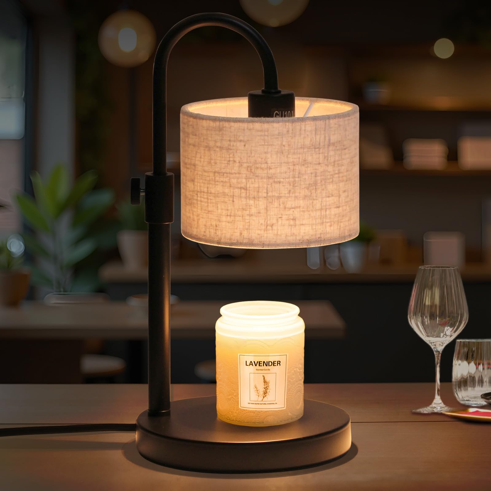 Photo 1 of FINCMY Candle Warmer Lamp with Timer, Dimmable Candle Wax Warmer Candle Lamp with 2 Bulbs, House Warming Gifts Brithday Gifts for Women Bedroom Home Decor (Linen-Upgraded)