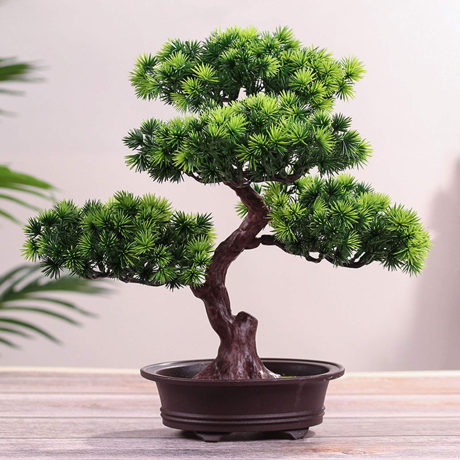 Artificial Pine Tree, Faux Tree Decoration - Potted Green House Plant for Home Garden Decor, Desktop Display, 11.4" High