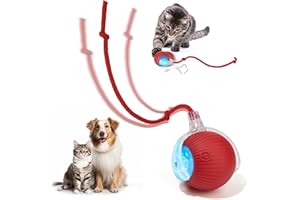 Utroni Interactive Dog & Cat Electric Active Toys, Smart Rolling Ball for Dogs & Cats, 360° Smart Automatic Rolling Pet Ball, Fast Moving Toy for Bored Indoor Kitty, Rechargeable(Red)