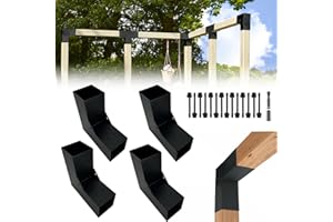 ITeVe.GD Pergola DIY Bracket Kits,2-Way L Shaped Corner Brackets for 4" x 4"(Actual:3.5" x 3.5") Lumber for Outdoor Pergola,Proch,Log Cabin W/Hardware - 4Pack…