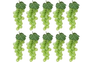 VEOAY 10 Bunches Fake Grapes Artificial Fruits for Decoration Lifelike Grape Kitchen Decor for Home Party Wedding - Green