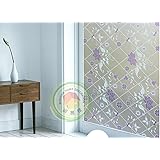 2017snow 24"X79" Frosted Privacy Glass Film Static With Glue Cling Window Film Purple Flower Frosted Stained Glass Stickers