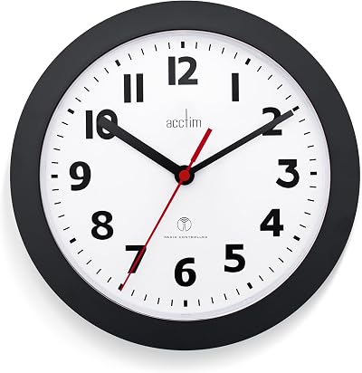 Acctim Parona Radio Controlled Wall Clock 23cm Diameter Black