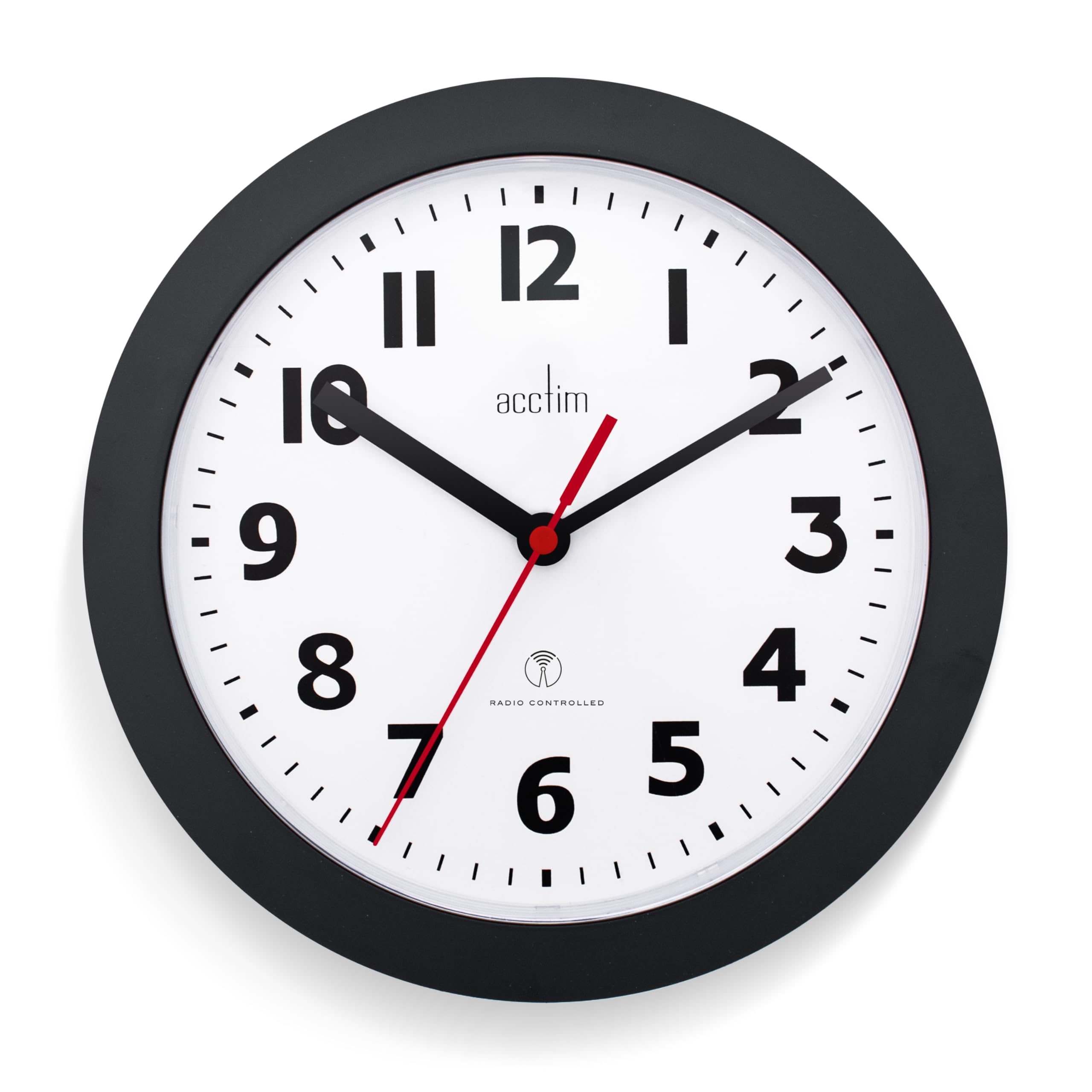 Acctim Parona Radio Controlled Wall Clock 23cm Diameter (Black)