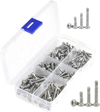 DDHOMIN 120 PCS Self-Drilling Screws Round Head M3.5 & M4.2 Stainless Steel