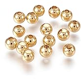 MegaPet 500pcs 4mm Metal Spacer Beads 304 Stainless Steel Smooth Round Rondelle Loose Beads Golden Plated for DIY Bracelet Necklace Jewelry Making Crafting with 1.5mm Hole