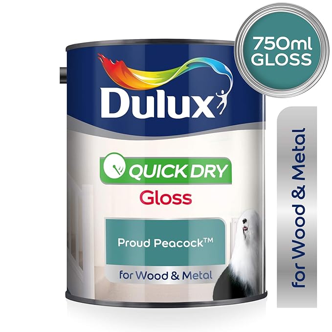 Dulux Quick Dry Gloss Paint For Wood And Metal Proud Peacock 750Ml