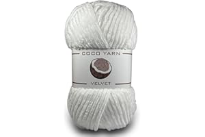 COCO YARN Velvet Yarn for Crocheting – CocoYarn - Chenille Chunky Yarn for Hand Knitting, Fluffy Soft Plush Jumbo Amigurum Super Bulky Baby Blanket Yarn for Crochet Size 6 100g (131yds) ((White-01))