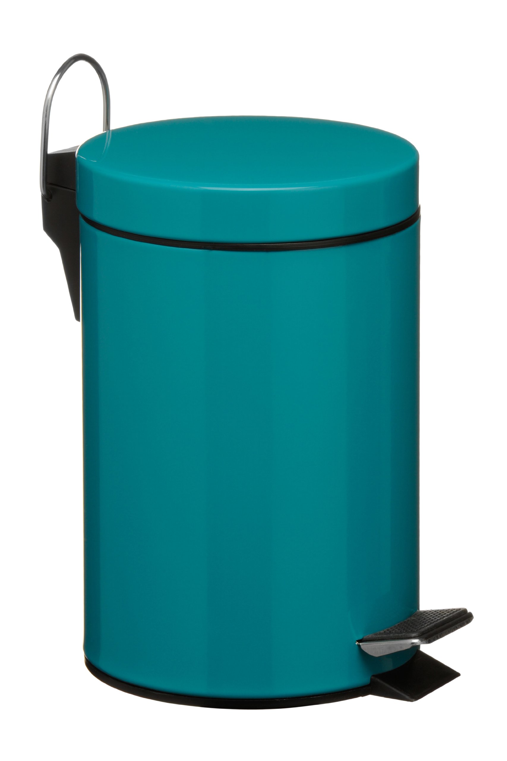 Premier Housewares 506429 Pedal Bin Turquoise Kitchen Bin Stainless Steel Bathroom Bin Pedal Push Kitchen Bins Recycling Bins 3 L, H26 x W17 x D23cm