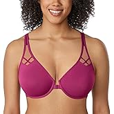 DELIMIRA Women's Front Closure Racerback Bras Plus Size Full Coverage Supportive Underwire Plunge Unlined Bra