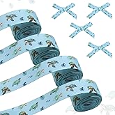 4 Rolls 20 Yards Sea Turtle Ribbons for Gifts Wrapping Wreath Hair Bow, Blue Turtle Printed Crafts Grosgrain Ribbons for Under The Sea Baby Shower Birthday Party Home Accessory Decor