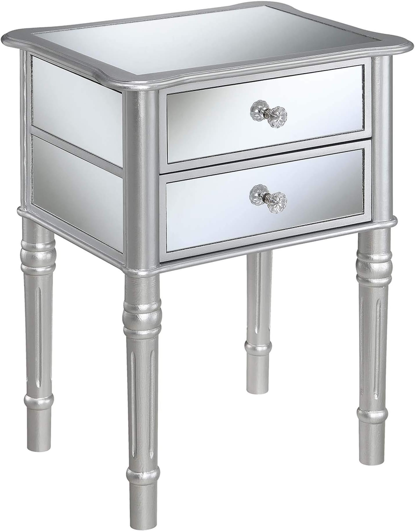 Convenience Concepts Gold Coast Mayfair End Table, Silver / Mirror