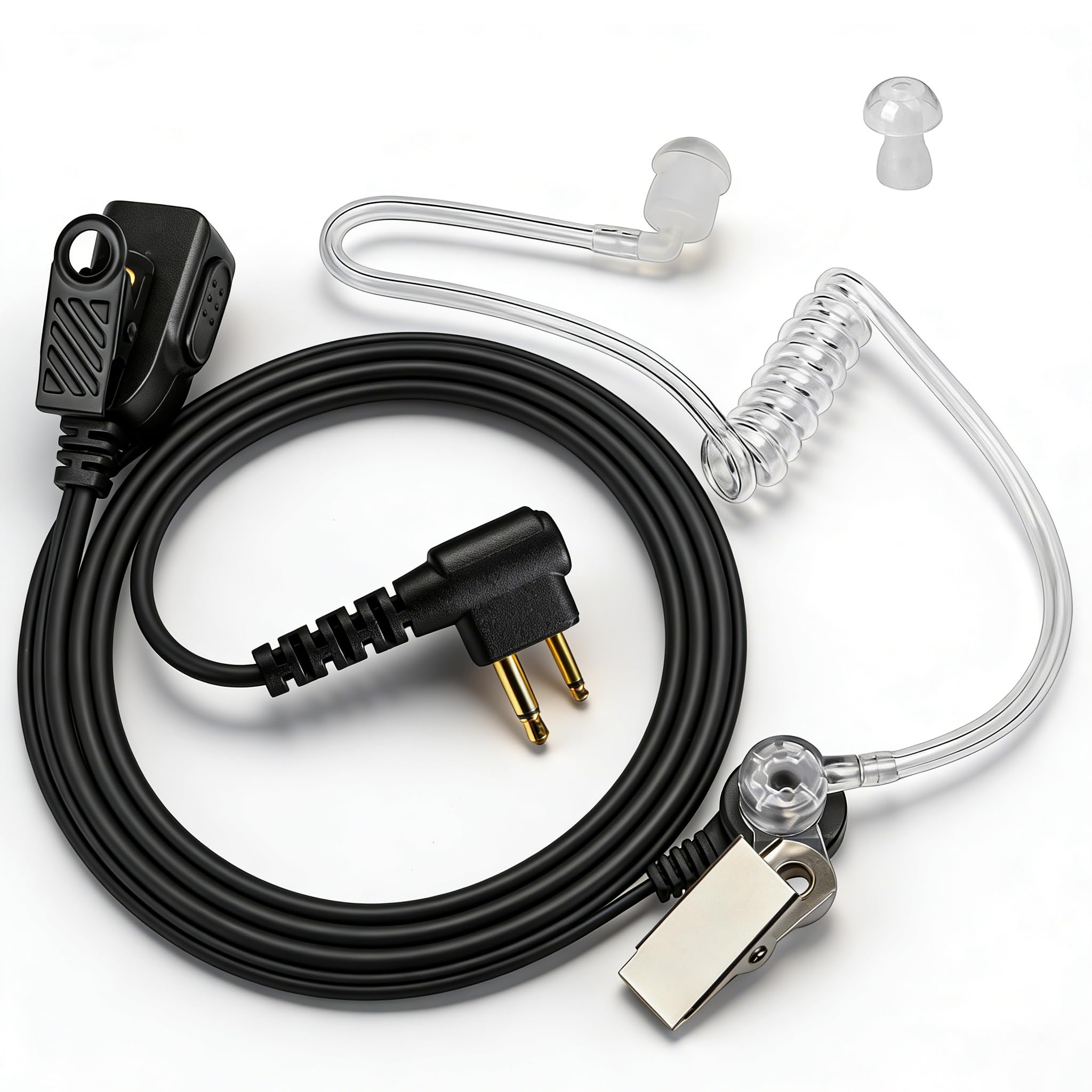 HYS Covert Air Tube Earpiece with PTT Surveillance Security Headset Compatible with Motorola CP040 DP1400 GP2000 GP300 Walkie Talkie (1 pcs)