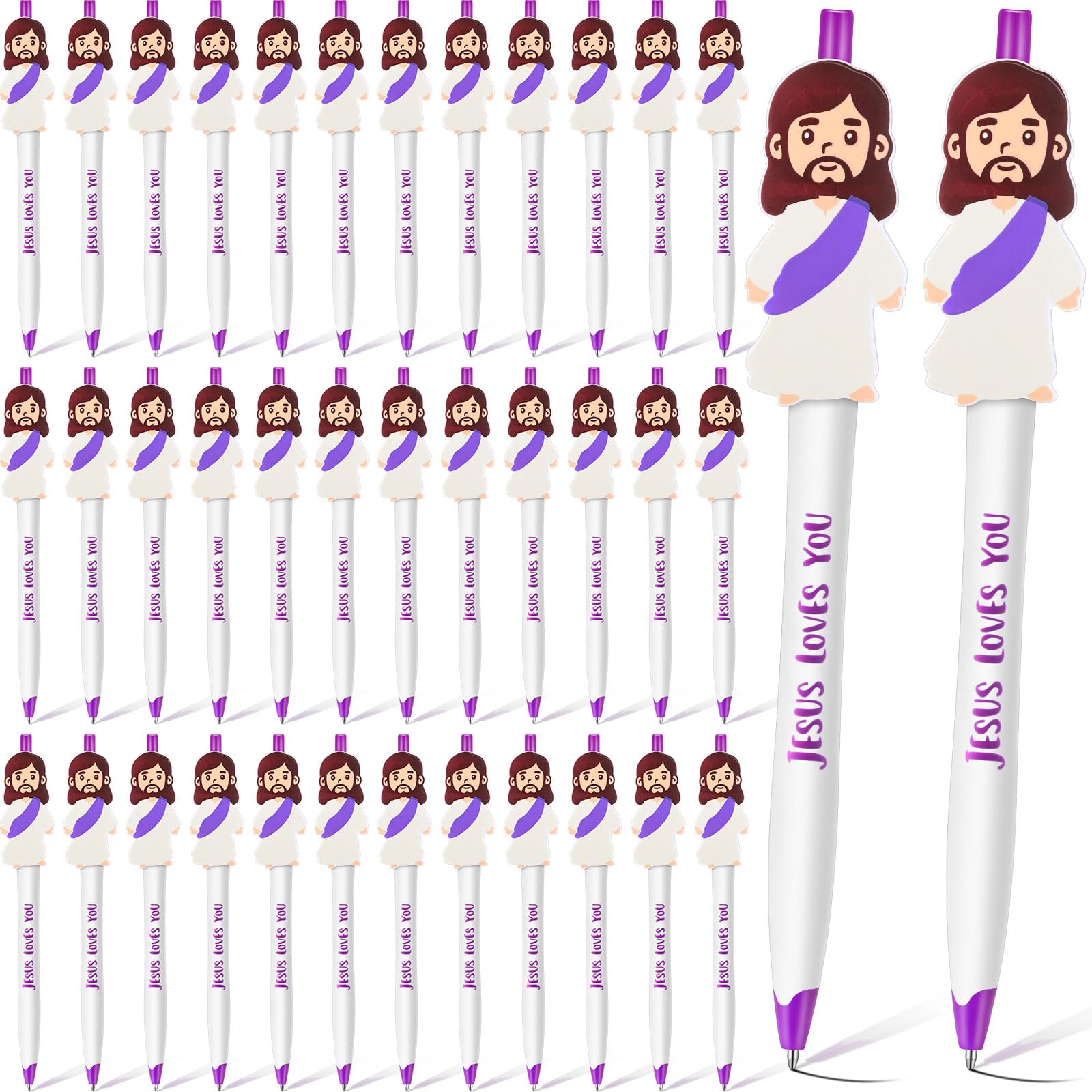 Photo 1 of CroBlissful 50 Pcs Christian Jesus Pens Bulk VBS Gift for Kids Bible Verse Pens Jesus Loves You Sunday School Prizes Religious Catholic Back to School Gifts for Christian Party Favors Church