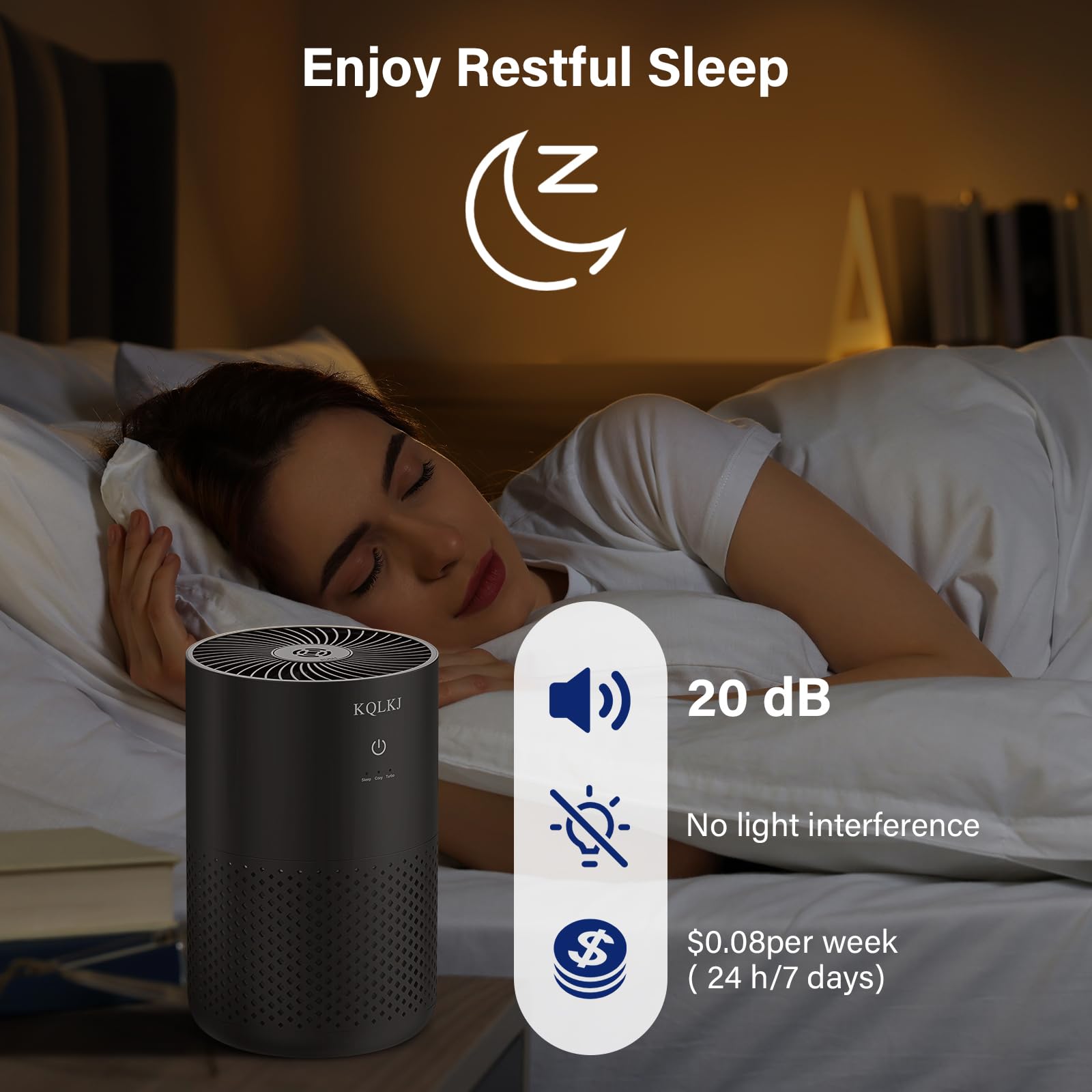 Air Purifiers for Bedroom Home, 20dB air purifier With Aromatherapy for Better Sleep, Small Room Air Cleaner Filter 99.99% Smoke, Allergies, Pet Dander, Odor, Dust, Office, Desktop, KQ-31, White