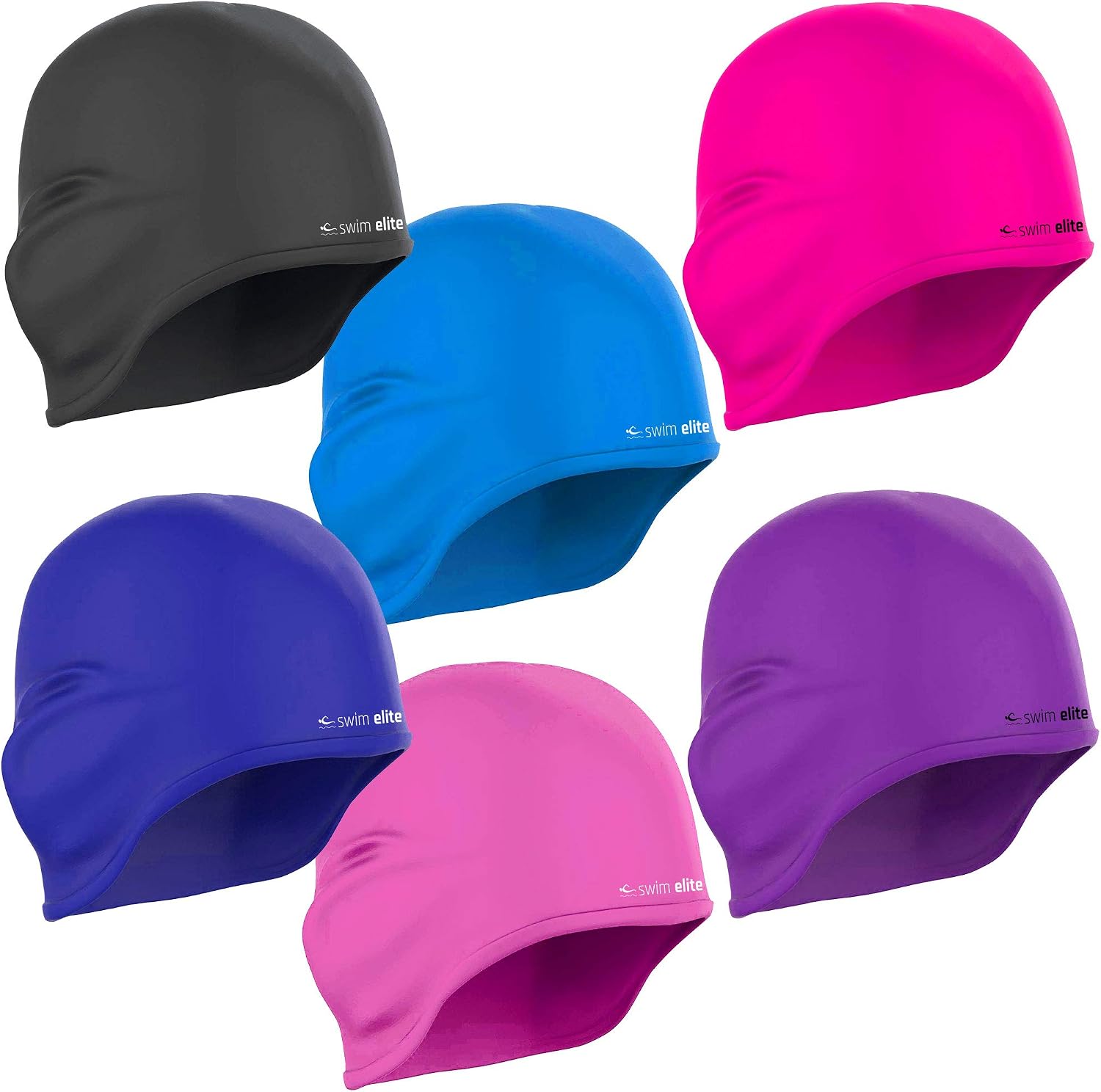 SWIM ELITE Premium Silicone Swimming Cap with Ergonomic Ear Pockets