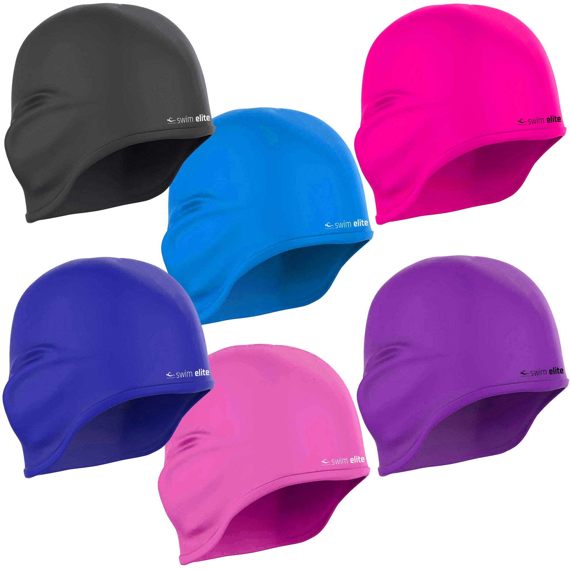 Swim Elite Silicone Swimming Cap with Ear Pockets (Light Pink)