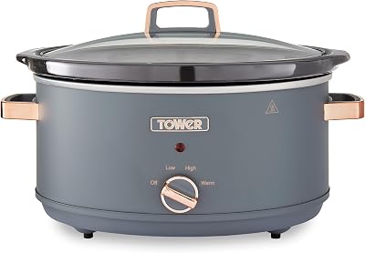 Tower Cavaletto 6.5L Slow Cooker Grey Rose Gold 3 Heat Settings