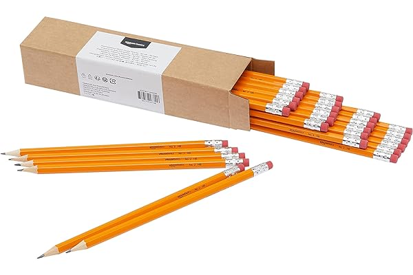 Amazon Basics Woodcased #2 Pencils, Pre-sharpened, HB Lead, 30 count, Orange