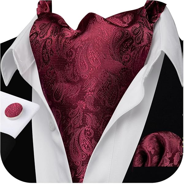 Dan Smith Men's Cravat/Ascot Tie Set - Silk Blend, 3-Pack (Burgundy, White, Burgundy)