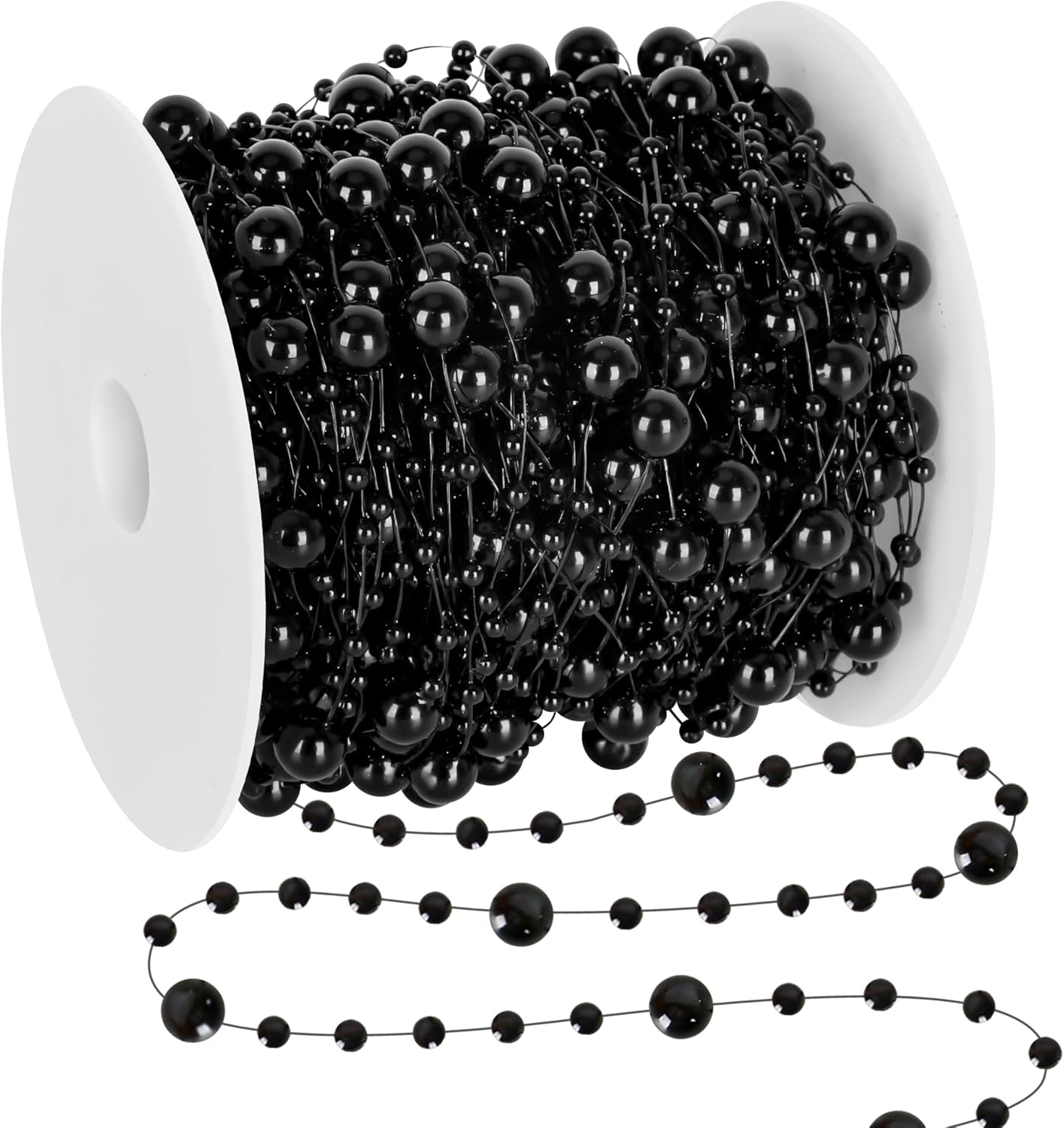 Wreaths, Garlands & Swags - 100 Feet Christmas Tree Garland Beads, 2 Sizes Christmas Garland Tree Decoration, Hanging Beads Trim Strand Chain Roll for Xmas Holiday Home Mantle Fireplace Wreath Tree Decor DIY Supplies (Black)