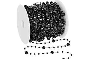ARROWOM 100 Feet Christmas Tree Garland Beads, 2 Sizes Christmas Garland Tree Decoration, Hanging Beads Trim Strand Chain Roll for Xmas Holiday Home Mantle Fireplace Wreath Tree Decor DIY Supplies (Black)