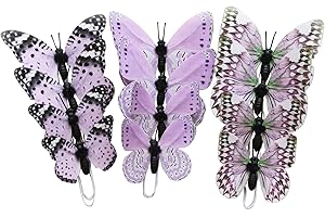 NAUDASSODS 12 Pack Butterfly Decorations, DIY 3D Butterfly Stakes Decor, 2 Sizes of Butterfly Ornament for Home Fake Flower Floral Supplies Tea Party Wedding Easter Christmas Spring Fall. (Purple 03)