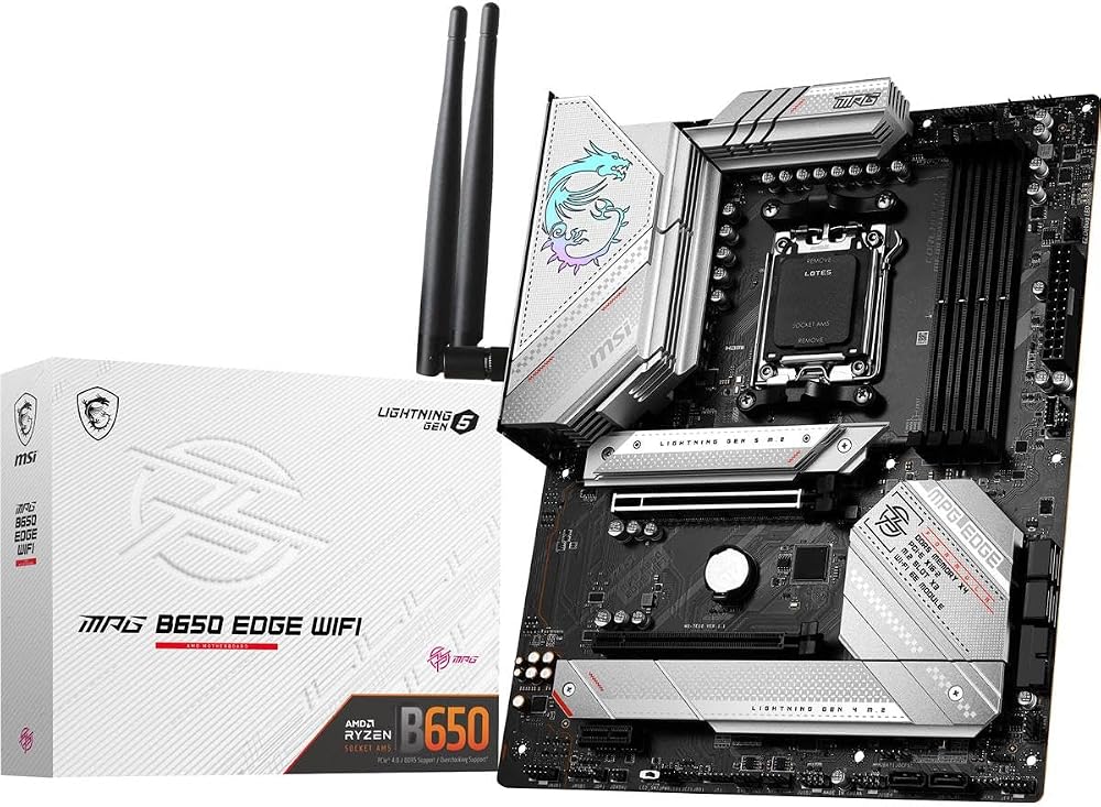 MSI MPG B650 EDGE WIFI Motherboard AMD AM5 ATX DDR5 PCIe 4.0 M.2 Wi-Fi 6E Ryzen