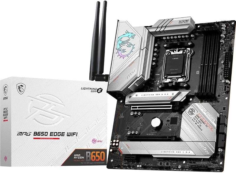 MSI MPG B650 EDGE WIFI Motherboard AMD AM5 ATX DDR5 PCIe 4.0 M.2 Wi-Fi 6E Ryzen