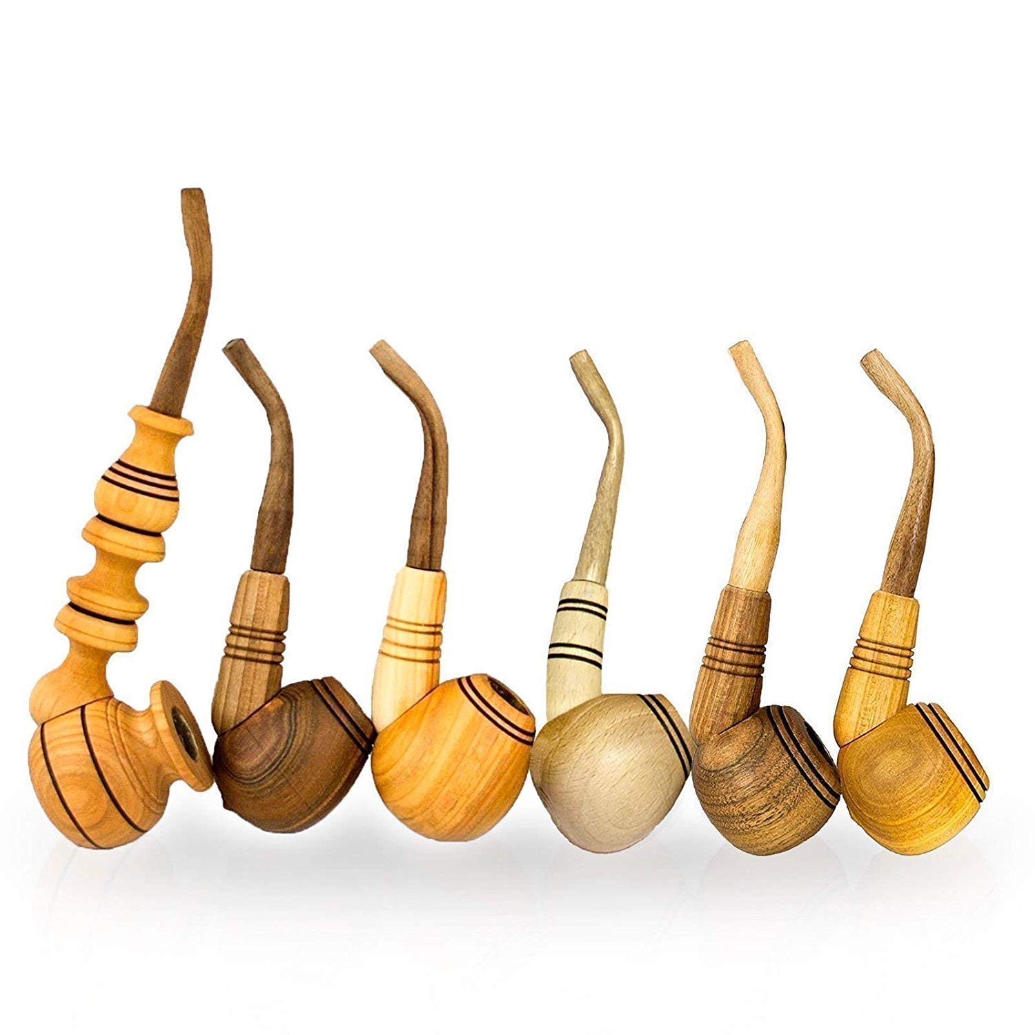 6 pcs Handmade Wooden Tobacco Smoking Pipes - Natural Wood - Custom Smoking Pipe for Tobacco
