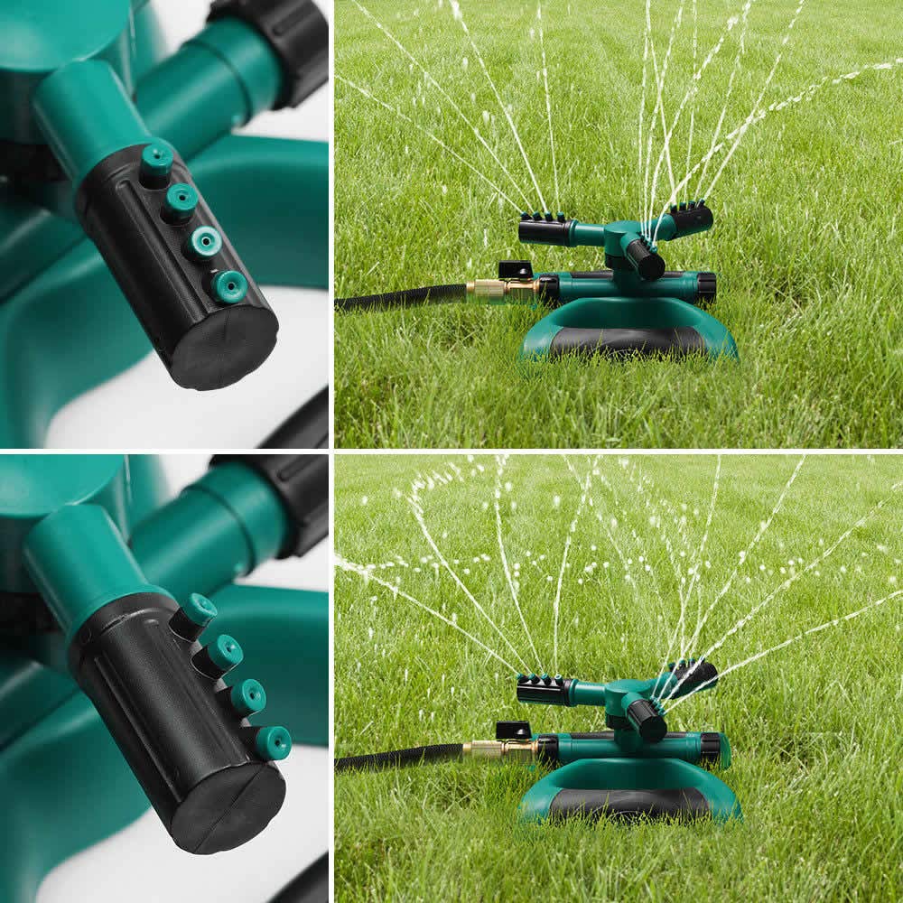 Dolwis Store Lawn Sprinkler, Automatic 360 Rotating Adjustable Garden Water Sprinklers Lawn Irrigation System Covering Large Area with Leak Free Design Durable 3 Arm Sprayer, Easy Hose Connection