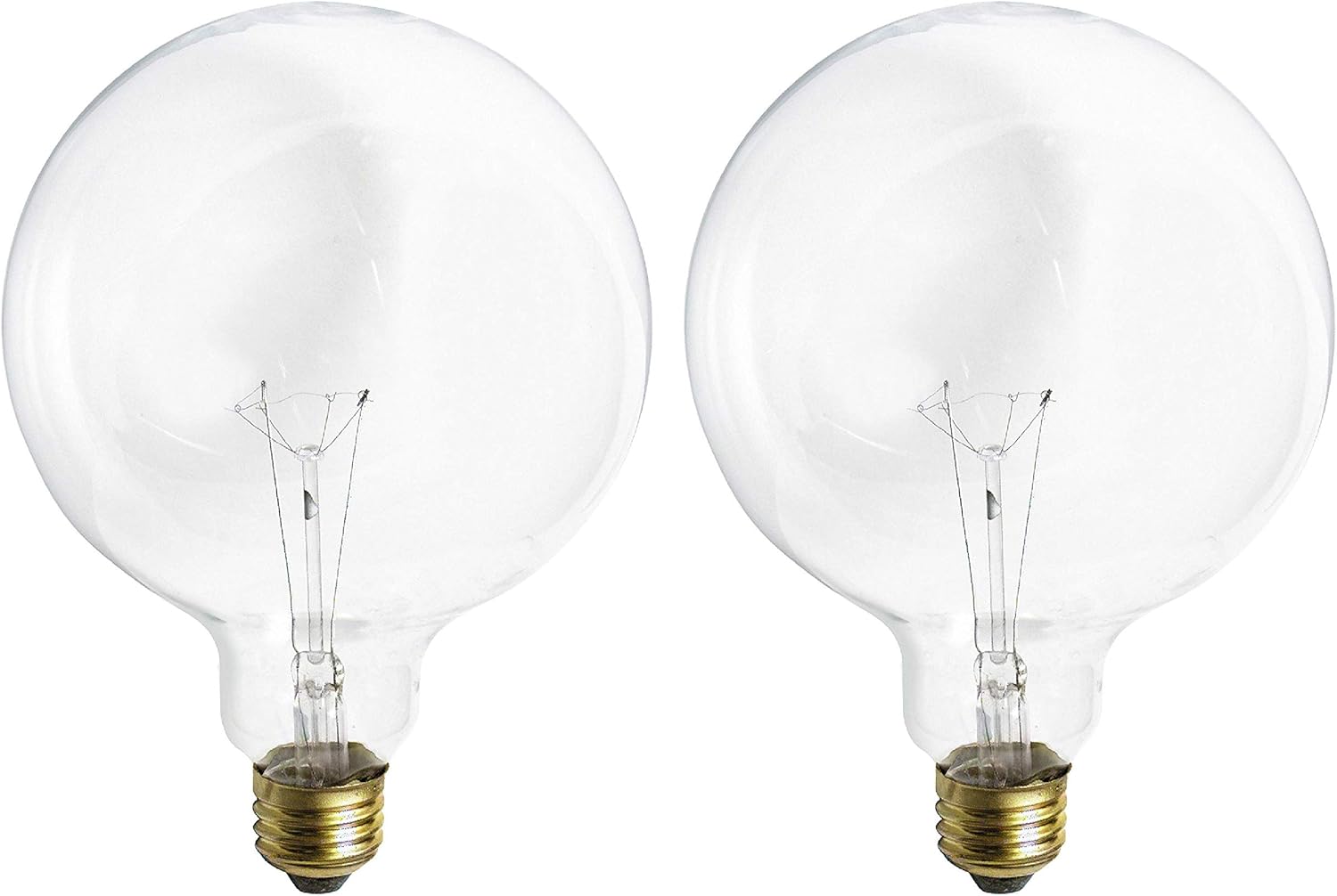 (2 Pack) G40 Incandescent Light Bulb 2700K Soft Light, Decorative Globe Light Bulbs,E26 Medium Base, Perfect use for Decor, Pendant, Bathroom/Vanity Mirror Makeup, Dimmable. (Crystal-Clear, 100-Watt)