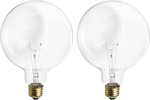 (2 Pack) G40 Incandescent Light Bulb 2700K Soft Light, Decorative Globe Light Bulbs,E26 Medium Base, Perfect use for Decor, Pendant, Bathroom/Vanity Mirror Makeup, Dimmable. (Crystal-Clear, 100-Watt)