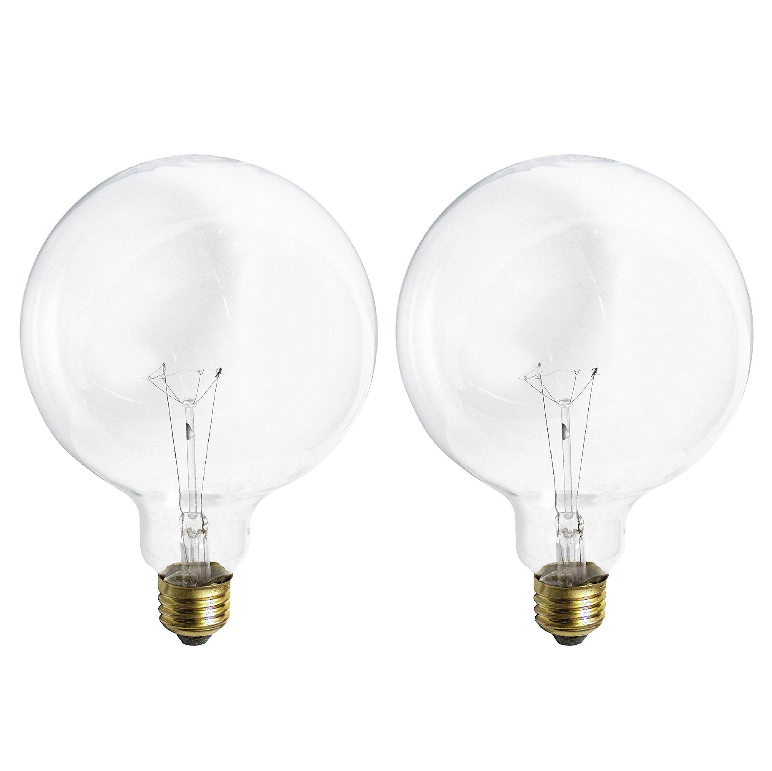 Photo 1 of (2 Pack) G40 Incandescent Light Bulb 2700K Soft Light, Decorative Globe Light Bulbs,E26 Medium Base, Perfect use for Decor, Pendant, Bathroom/Vanity Mirror Makeup, Dimmable. Crystal-Clear (25)