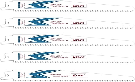 Amazon Ezarc レシプロソー替刃 セーバーソーブレード 解体用 全長225mm 6山 鉄工 木工 替刃 R922dh 5本入 レシプロソーアクセサリ Amazon Ezarc レシプロソー替刃 セーバーソーブレード 解体用 全長225mm 6山 鉄工 木工 替刃 R922dh 5本入 レシプロソーアクセサリ