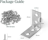 WINSOME Galvanised L Brackets for Wood 25mm x 25mm 16 Pcs Furniture Shelving view 2