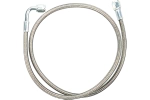 LEETUTA Turbo Oil Feed Line 36" Stainless steel braided 4AN Pressure Remote Turbocharger Oil Drain Return Line with 90 Degree and Straight End