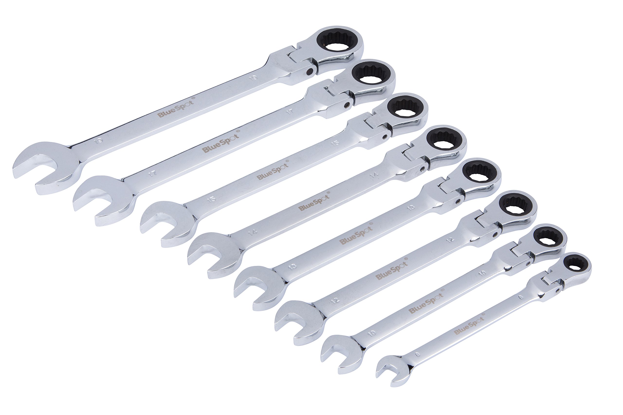 Blue Spot 8 Piece Flexible Head Metric Ratchet Spanner Set