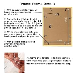 JCJMY 12x16 Picture Frame Gold with 11x14