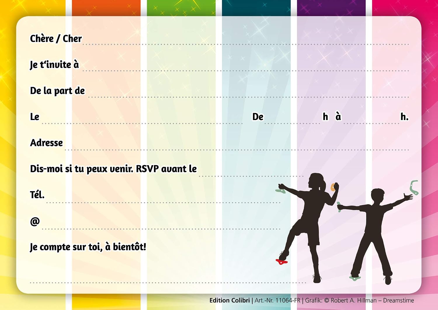 Colibri Edition 10 ESCALADE Invitation Cards in the French Room for a Child's Birthday or a Children's Day (11064 FR) - Image 3