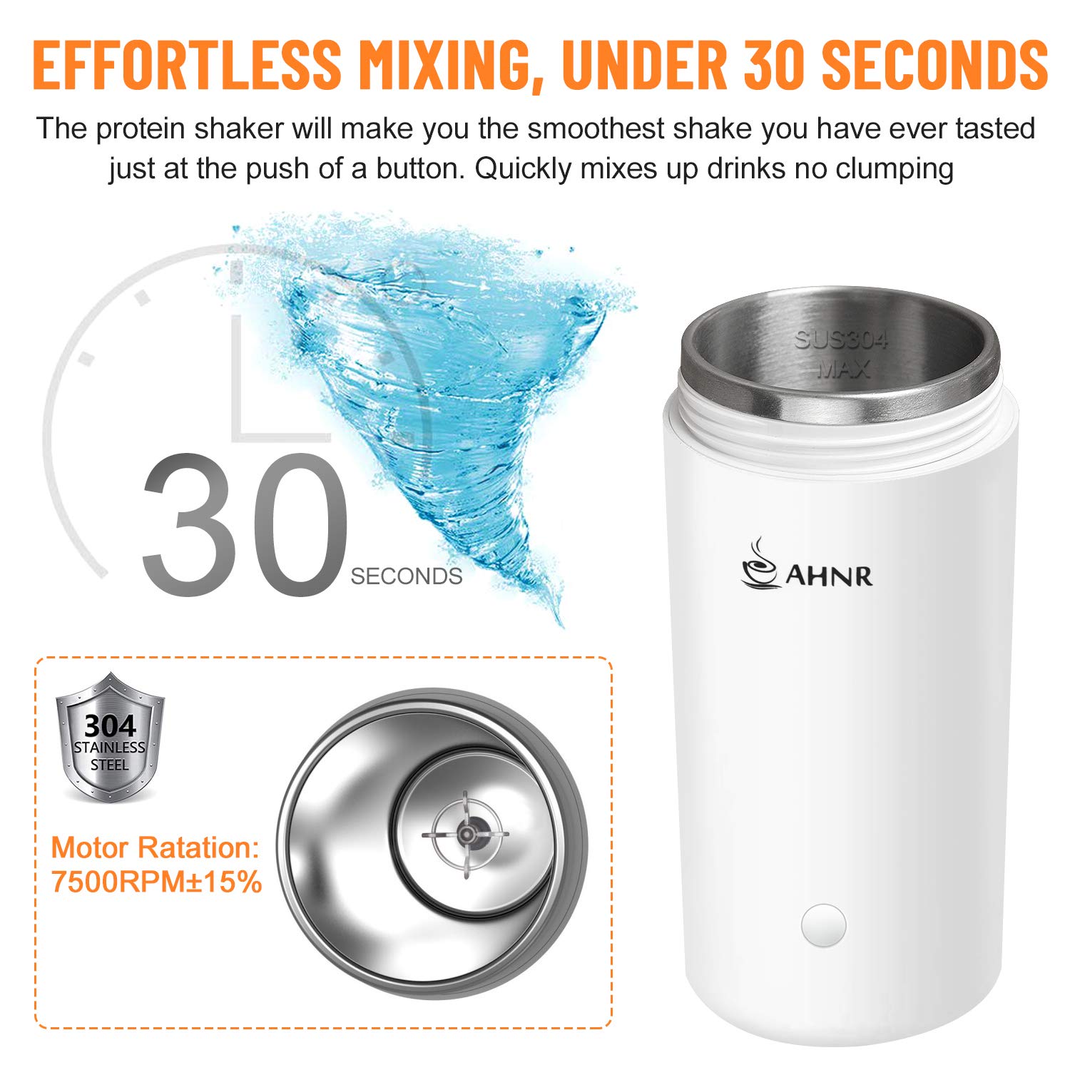 AHNR Electric Protein Shaker Bottle, Electric Mixer Cup, 250ml Vortex