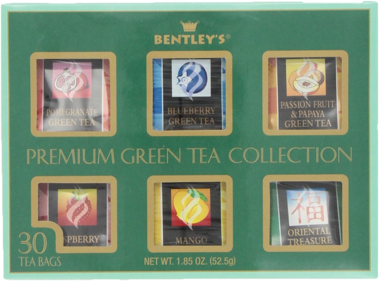 Bentley's Assorted Green Tea Sampler Pack, 30 Count Box