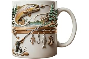Fishing Mug | 350ml Ceramic Funny Novelty Drinkware | Fisherman Coffee Mug | for Cold Weather Outdoor Fishing Camping Hiking 