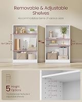 VASAGLE 3-Tier Bookcase with Adjustable Shelves White LBC105T14 60x24x93 cm view 3