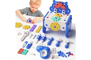 HUNLOOT Kids Tool Set, Tool Box Kit for Kids，Toddler Tool Set with Drill,Pretend Play Construction Toys Tools for Boys Girls, Christmas Birthday Family Day Gifts for Kids Ages 3 4 5 Year Old