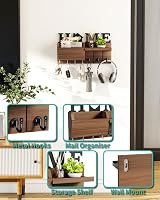 HapiRm Key Holder Wall Mounted 7 Hooks Mail Sorter Home Design Brown view 2